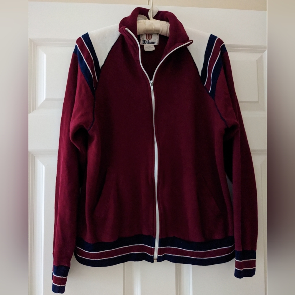 Vintage Wilson track jacket retro stripes pockets size M nostal…